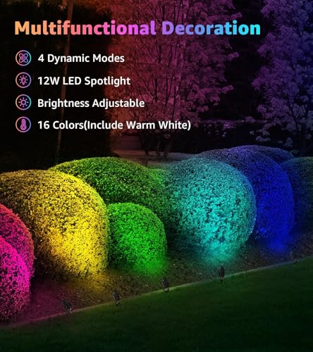 SUNVIE RGBW Halloween Outdoor Spotlight 12W LED Landscape Spotlights 120V Color Changing Spotlight Outdoor Remote Control Waterproof LED Spot Lights Landscape Lights for Yard Patio Garden Lawn, 1 Pack