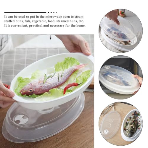 BESTonZON 1 Set of Versatile Microwave Fish with Lid food salmon poacher Vegetable Bowl - Image 5