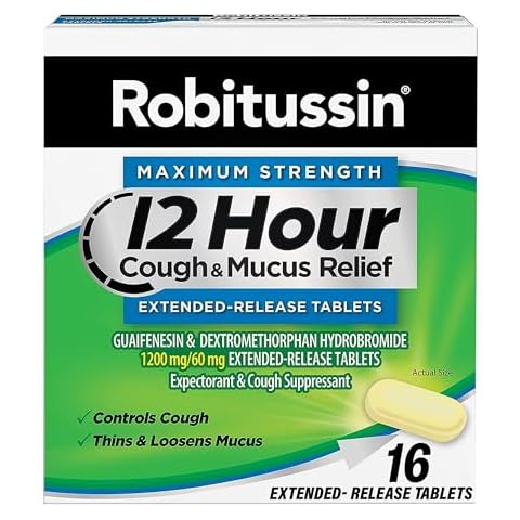 Robitussin Maximum Strength 12 Hour Cough and Mucus Relief, Expectorant and Cough Suppressant, 16 Extended-Release Tablets Cover