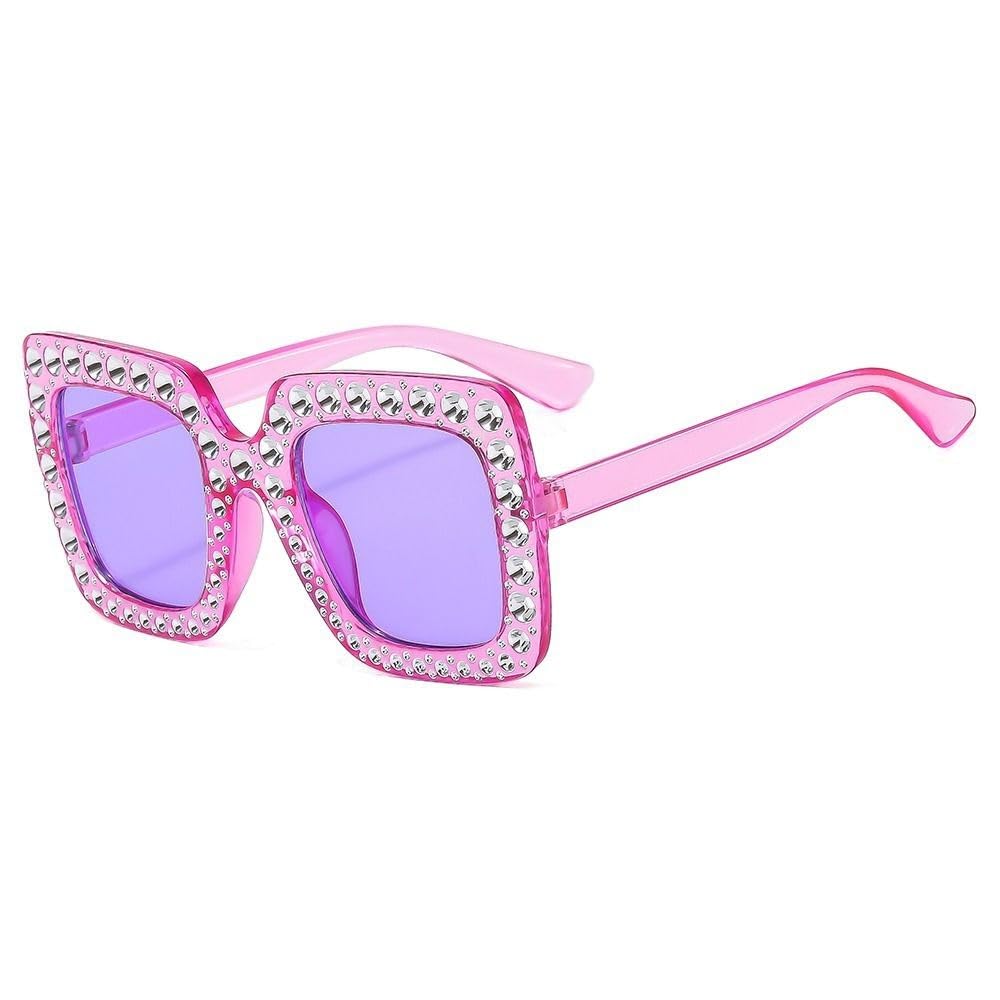 CWINAD Cute Kids Sunglasses Rhinestone Diamond Children Square Sunshades Girl Boy Colorful Lens Sparkling Princess Sun Glasses,C4