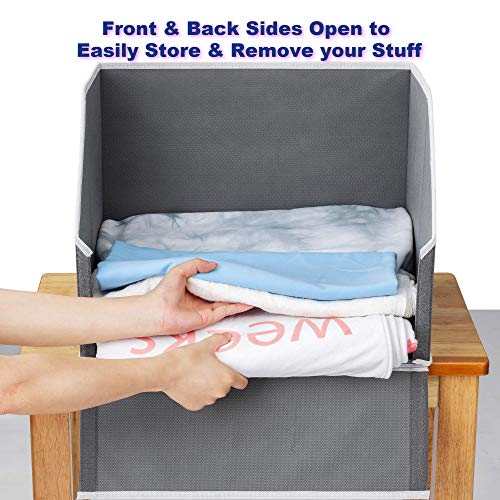 Woffit Linen Closet Storage Organizers – Set of 3 X Large Foldable Baskets to Organize Your Sheets, Towels, Washclothes, Blankets, Clothing, Sweaters, Etc – 100% Organic Fabric Bins