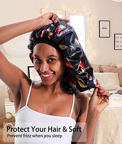 Jarsehera Extra Large Silk Bonnet For Women Double-Layer Satin Sleep Cap For Curly Natural Frizzy Hair thumb #4