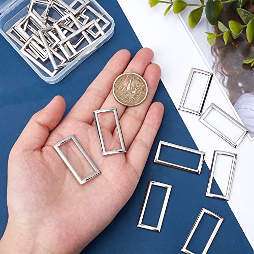 Image of GORGECRAFT 1 Box 20Pcs Metal Flat Rectangle Rings 30mm Inner Length Heavy Duty Silver Alloy Buckle Loop for Luggage Bag Backpacks Wallets Belt Garment Strap DIY Sewing Crafts Decoration Accessories