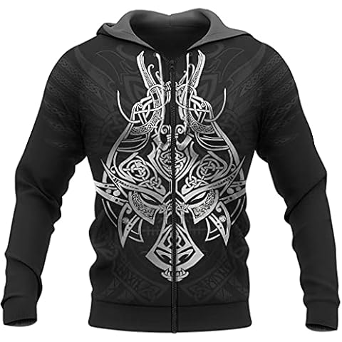 XS—7XL Fenrir Celtic Tattoo Long Sleeve Sweatshirt Zipper Hoodie, Men's Viking Pagan Pullover, Jacket Coat,L Cover