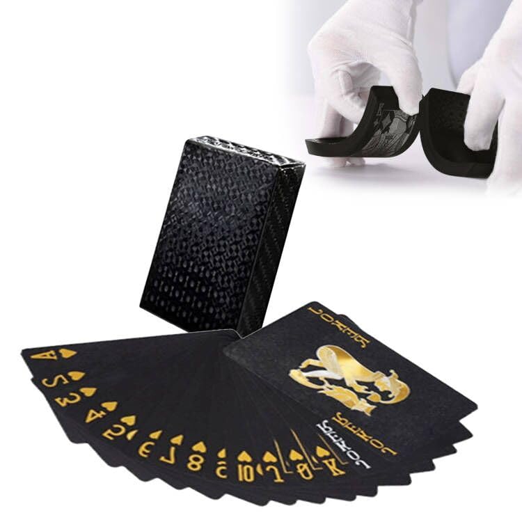 Wasserdichte Coole Pokerkarten - Spielkarten Plastik Wasserfest für Kinder und Erwachsene - Familienparty Spiel - Schwarz (1 Stück)