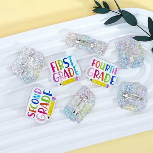 Image of Colorful Teacher Pin Glitter Graduation Lapel Brooch Pins Cute Teacher Appreciation Gifts for Clothes Backpacks Hats Accessories