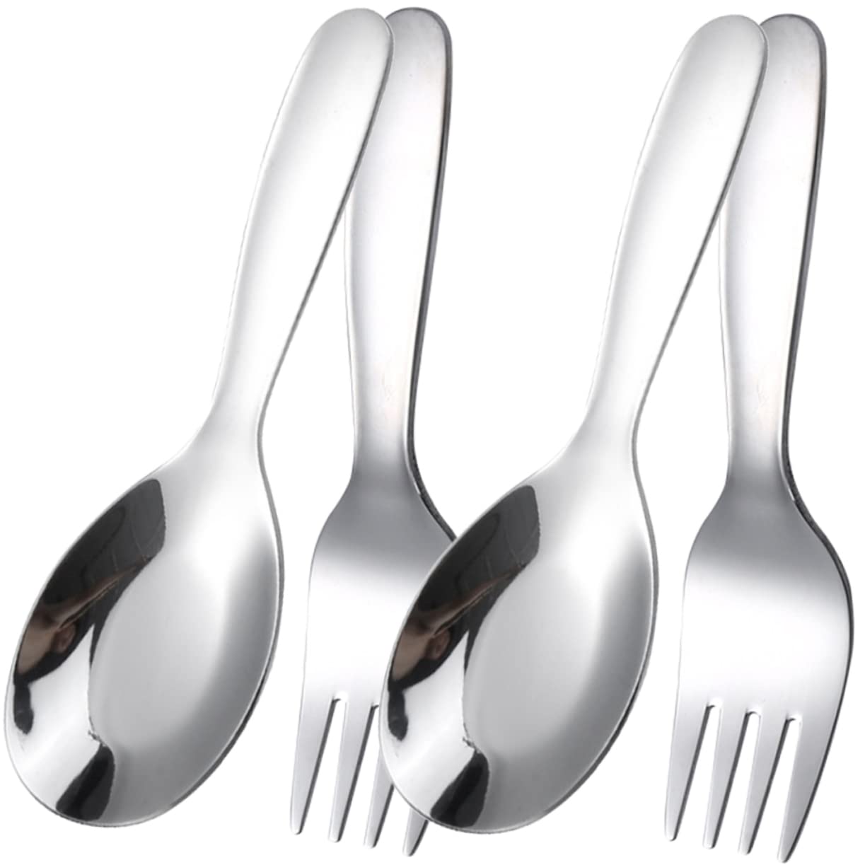 SHOWERORO 4Pcs Stainless Steel Cutlery Durable Tableware with Mirror Polished Finish for Camping Hiking and Daily Use