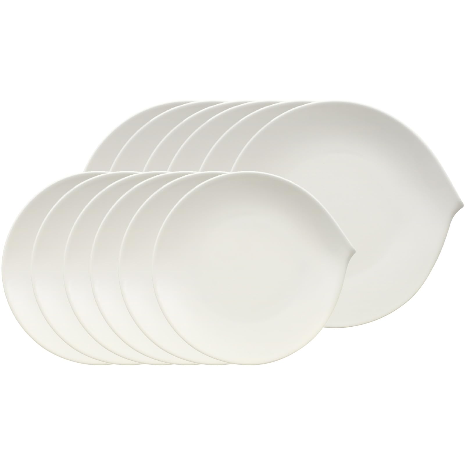Villeroy & Boch Flow Teller-Set 12-teilig, Speiseteller (27 cm) und Frühstücksteller (21 cm), Tafelservice für 6 Personen, Premium Porzellan, Weiß