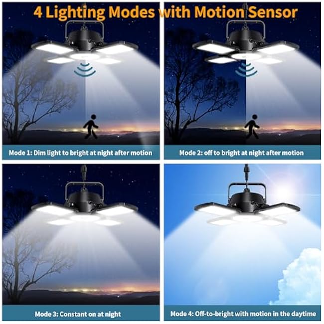 Auzev Solar Powered Solar Shed Light 4 and 1 Heads 176 LED Pandent