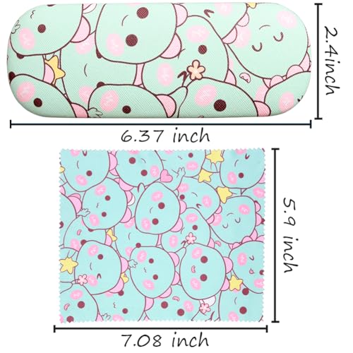 Image of ADBGV Cute Stylish Hard Shell Eyeglasses Cases Protective Case Storage Box With Glasses Cloth Eyeglass Strap for Girl Teen
