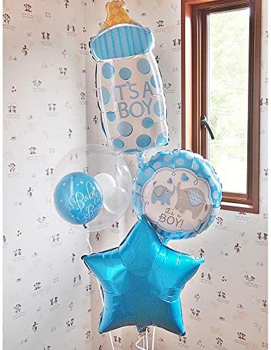 Amazon 出産祝い ベビーギフト ベイビーシャワーパーティに ヘリウムガス付き 特大バルーン ヘリウムバルーン イッツアボーイ ガール ベイビーボトル4b 出産祝いギフト ベビーギフト ベビーシャワー ベビーバルーン バルーン電報 御祝 祝電 Boy ブルー 風船
