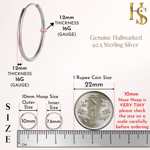92.5 Sterling Silver Nose Ring & Septum Ring/Nose Pin/Piercing Hoop