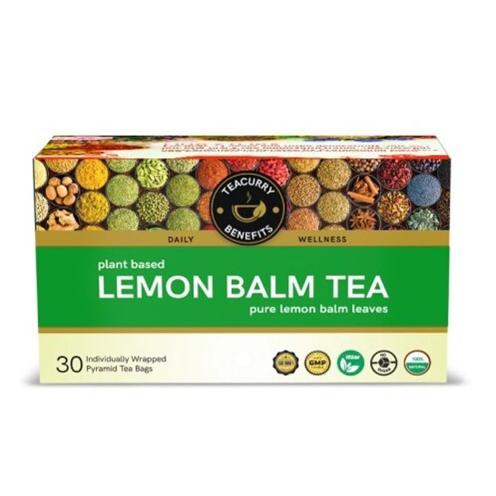 TEACURRYLemon Balm Tea (1 Month Pack | 30 Tea Bags) - Helps in Body Wellness & Boosting Energy | Lemon Balm Raw Leaves