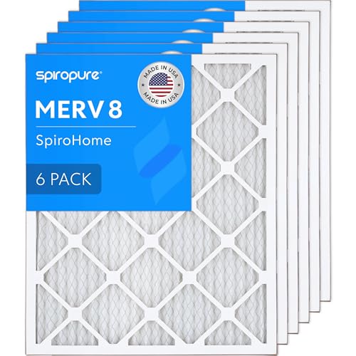 SpiroPure 18x22x1 MERV 8 Pleated Air Filters AC Furnace HVAC Filter 6 Pack