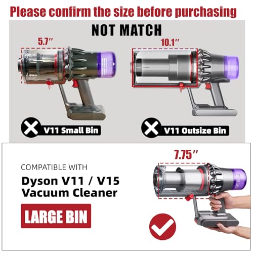 Image of Dust Bin Replacement for Dyson V11 V15 SV14 SV15 SV22 Vacuum Cleaner, Large Bin for Dyson No. 970050-01 and No. 965443-01