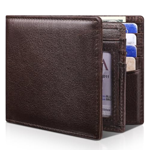 Image of Artpaxy Mens Wallet Bifold Genuine Leather RFID Blocking Wallet for Men with 1 ID Window 15 Card Holders 2 cash pockets 1 Gift Box
