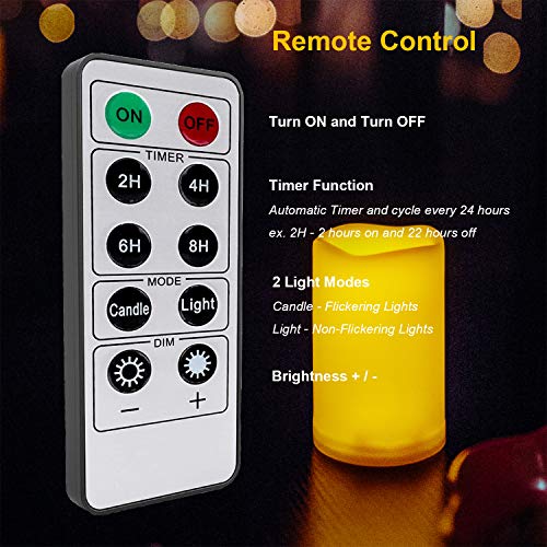 Image of 2 Waterproof Outdoor Battery Operated Flameless LED Pillar Candles with Remote Flickering Plastic Electric Decorative Light Set for Home Decor Garden Patio Decoration Party Wedding Supplies 3x3 Inches