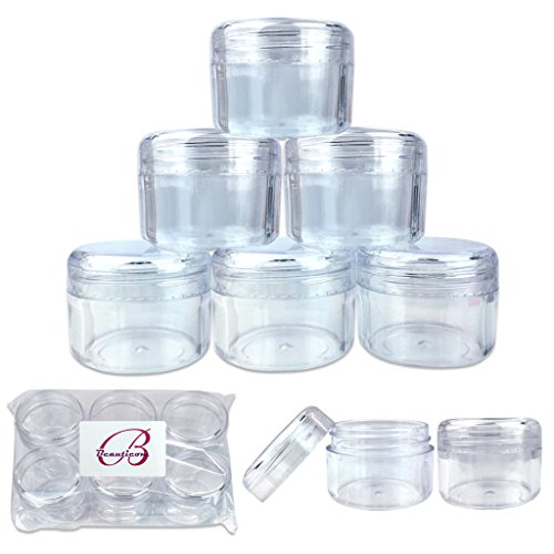 Beauticom® 12 Piece 30G/1 Oz Clear Round Acrylic Container Jars with Screw Top Lids for Beads, Rhinestones, Crystals, Glitter, Jewelry Findings and Small Items (Clear Lids)