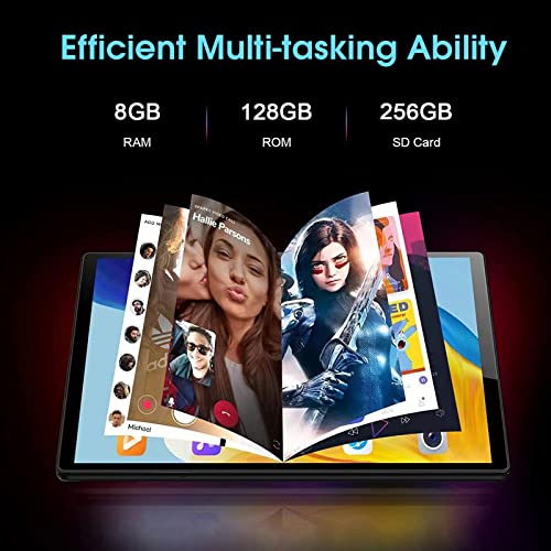SGIN 10 Zoll Tablet, 8GB RAM 128GB ROM, erweiterbar auf 128GB, Android 12 Quad Core Prozessor, HD IPS Bildschirm, 6000mAh Akku, Dual Kamera, Bluetooth 5.0, GPS (Schwarz) – Bild 4