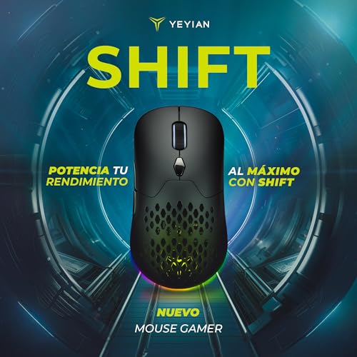 Yeyian Mouse da Gioco 3 in 1 Shift con Effetti RGB 6 | 26.000 dpi | Risposta 1 ms | 6 Pulsanti programmabili | Batteria da 600 mA | USB Tipo C | Cablato, Wireless (2,4 GHz) e Bluetooth - Mouse gaming - Immagine 1