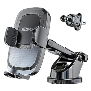 IKOPO Car Phone Holder Dashboard Mount, Universal Long Arm Suction Cup Cell Phone Holder for Car Dash & Windshield & Air Vent 【Fit for Big Phones & Thick Case】