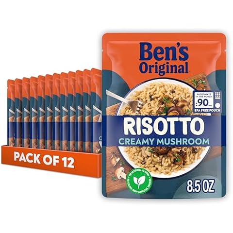 BEN'S ORIGINAL Risotto Creamy Mushroom Flavored Rice, Easy Dinner Side, 8.5 oz Pouch (Pack of 12) Cover