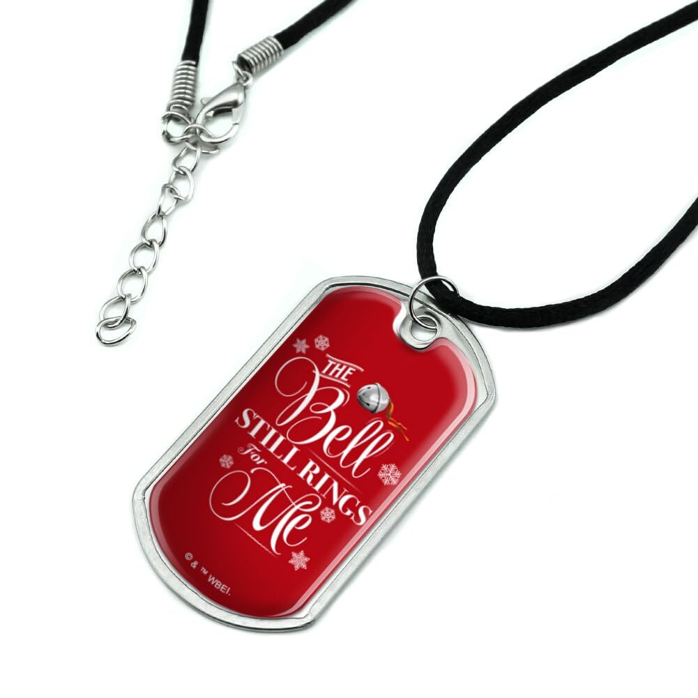 Polar Express The Bell Still Rings For Me Military Dog Tag Pendant Necklace with Cord