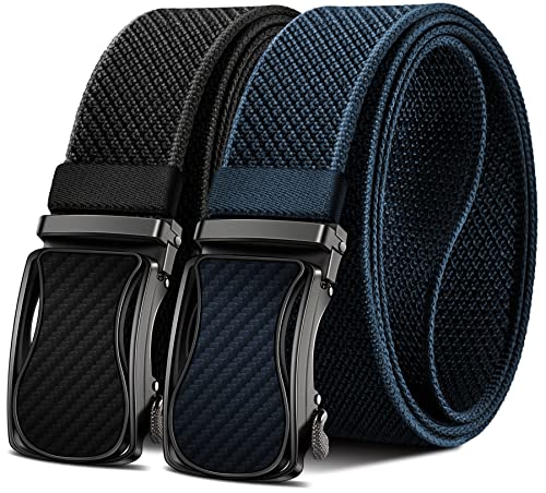 KS Mens Belt 2 Pack, Ratchet Elastic Belt Stretch Nylon For Men Casual Golf Sports,Stepless Precise Fit