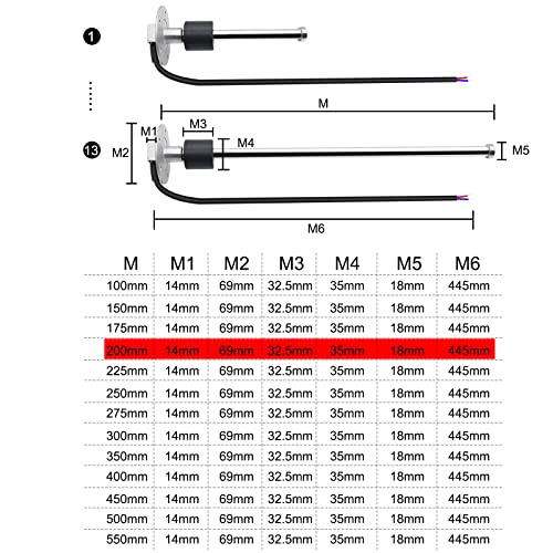 KAOLALI Brandstof Gas Zender Roestvrij Staal Brandstof Verzendunit 200 mm Marine Boot Waterniveau Meetsensor 5 gaten fit Brandstof Watermeter 0 ~ 190 ohm - Afbeelding 4