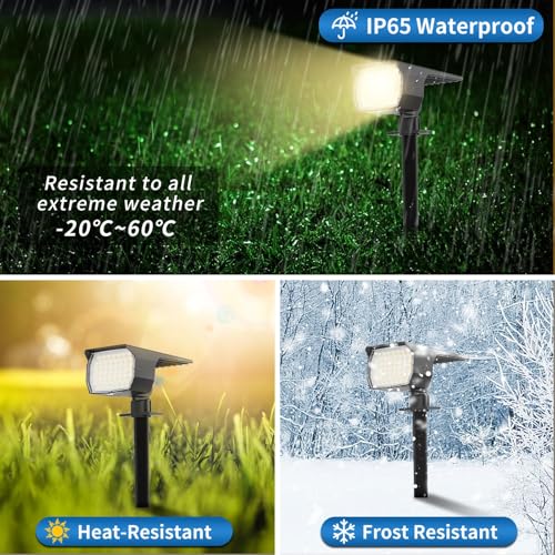 Solar Spot Lights Outdoor Waterproof IP65, 12 Pack Landscape Spotlights with 46 LEDs, 3 Modes Auto On/Off Solar Powered Flood Lights for Outside Pathway, Yard, Garden, Walkway (Warm White) - Image 5