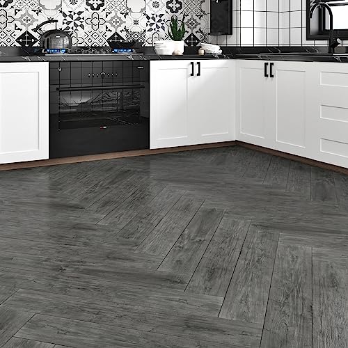 Yullpaper Vinylvloer, grijs, houtlook, pvc-vloertegels, zelfklevend, 90 x 15 cm, zelfklevende tegels, vloer, waterdichte plaktegels, badkamervloer, 4 stuks kleylzelfklevend, grijs - Image 4