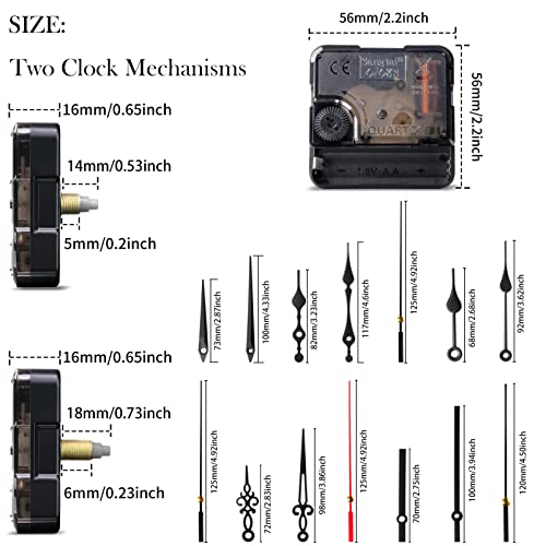 2Pcs Clock Mechanism - Clock Mechanism Replacement - Quartz Clock Movement Replacement,Clock Kit Motor Replacement Mute Design Diy Repair Clock Parts With 5 Set Clock Hands (No Battery) #TOP1