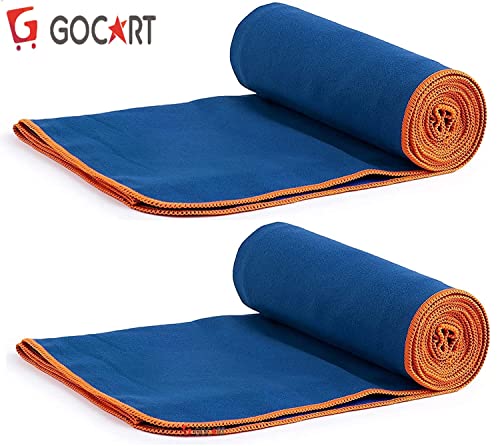 Image of GOCART WITH G LOGO Microfiber Quick Dry Towel for Home Gym Exercise and Outdoor Use (80 X 40 CM) (Blue, 2)