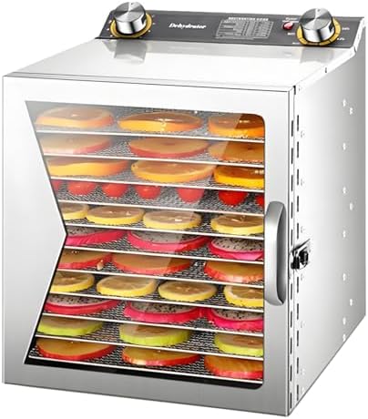 Commercial Freeze Dryer Machine - 6-Layer Electric Dehydrator with Stainless Steel, 360° Air Circulation, Adjustable Temperature 30-90°C for Home & Professional Food Storage & Preservation