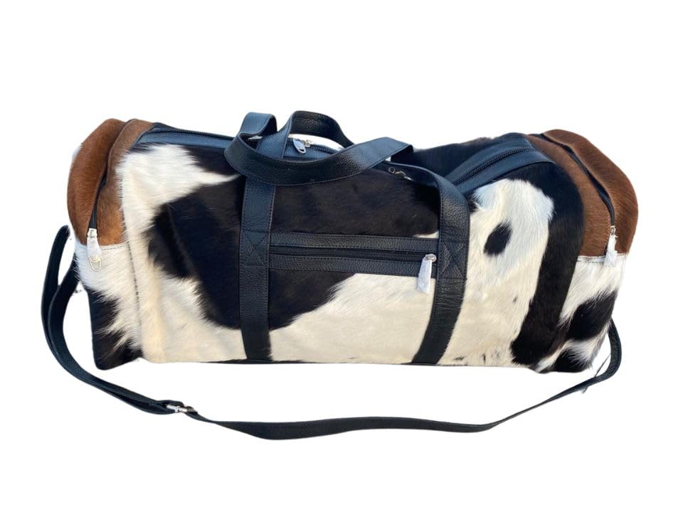 Generic "" Leather Duffel Bag –cowhide Travel in Style with Spacious Storage and Comfort"" (cowhide black, 24 inch)