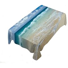 AOYEGO Seascape Table Cloths Rectangle Ocean Beach Clouds Coast Sky Nature Wave Sunny Nature Scenic Sea Splash Tablecloths Decoration 52X70 Inch Polyester for Outdoor Home Party Picnic