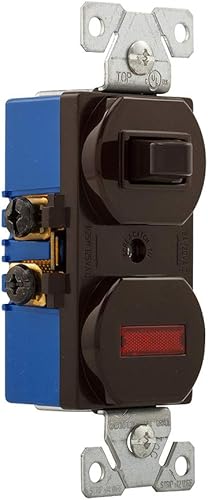 Miniatura 3 de EATON Wiring 277B - Interruptor de palanca combinado de un solo polo de 15 amperios y luz piloto, color marrón