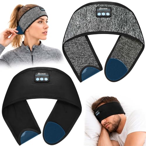 ZRUHIG 2-Pack Sleeping Headphones, Bluetooth 5.4 Headband Headphones with Ultra-Thin Earbuds, Adjustable Magic Tape Fit, Breathable Soft Fabric for Sleepers, Men Women Travel Yoga Running