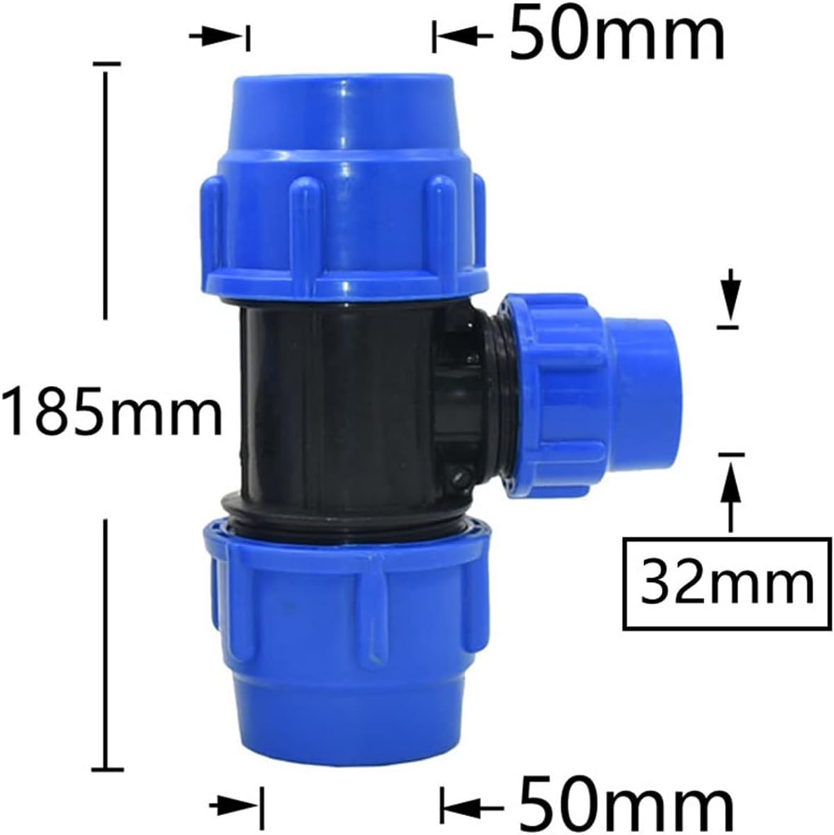 Pe Pipe Tee Quick Connector 20/25/32/40/50/63mm Reducing Connector 3-Way Water Splitter Tap Pipe Plastic Fittings 1Pcs (Color : 50 x 50 x 25)