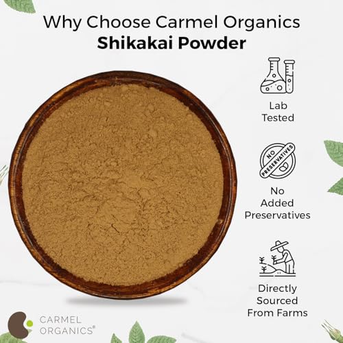 Image of CARMEL ORGANICS Shikakai Powder 340g - Natural Hair Cleanser & Conditioner - Promotes Healthy Scalp and Hair Care, Natural, No Added Preservatives,Sikakai Podi
