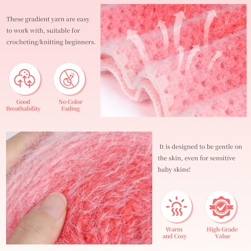 Image of Aeelike Ombre Yarn for Crocheting, 4 PCS Colorful Gradient Yarn #4 Medium, Each 190g(6.7 oz) 400m(437.5 Yards) 71% Acrylic 29% Nynon, Soft Cake Crochet Yarns for Blanket, Scraves, Sweaters, Color Q