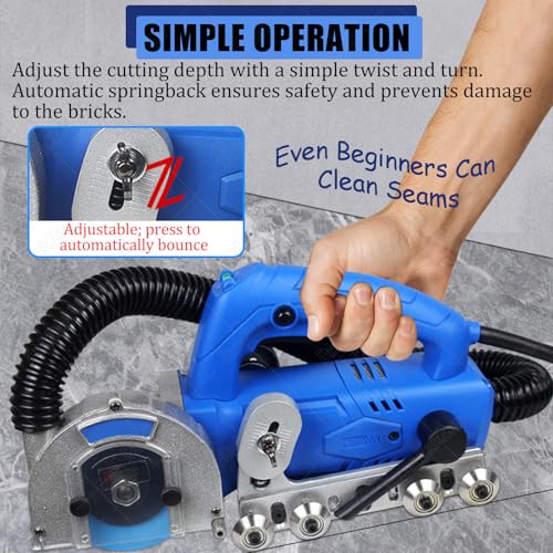 Limpiador eléctrico de la Junta de la lechada de la baldosa de 1200W, Limpiador de Juntas de extracción de Polvo de 9000RPM con Sistema de vacío para el Mantenimiento de cerámica sin Costuras, diseño