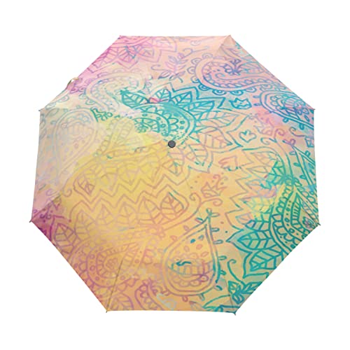 Parapluie pliant automatique ultra-léger au motif artistique abstrait et haute protection