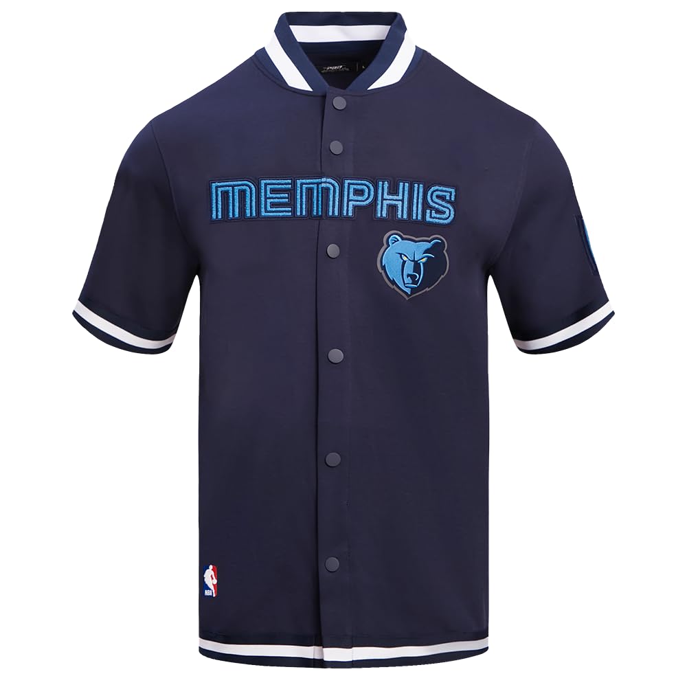 Pro Standard Mens NBA Memphis Grizzlies Classic Chenille Button Down Midnight Navy XL