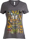 Vintage Butterfly Art | Cool Nature Illustration Butterflies V-Neck T-Shirt for Women-(Vneck,XL)