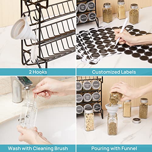 4-Tier Spice Rack Organizer with 28 Jars & 432 Labels - Astraunic CA