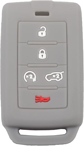Miniatura 5 de 2 fundas protectoras de goma de silicona con control remoto de 5 botones compatibles con Jeep Grand Cherokee Grand Wagoneer 2021 2022 2023 negro gris