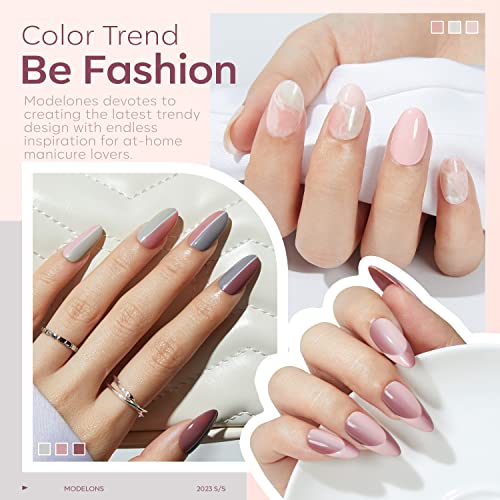 Modelones Gel Nail Polish Kit With Uv Light Lamp - Includes 6 Nude Pink Soak-Off Gel Polish, Top & Base Coat, Manicure Tools, Everything Beginner Needs For Professional-Looking Manicures At Home #TOP3