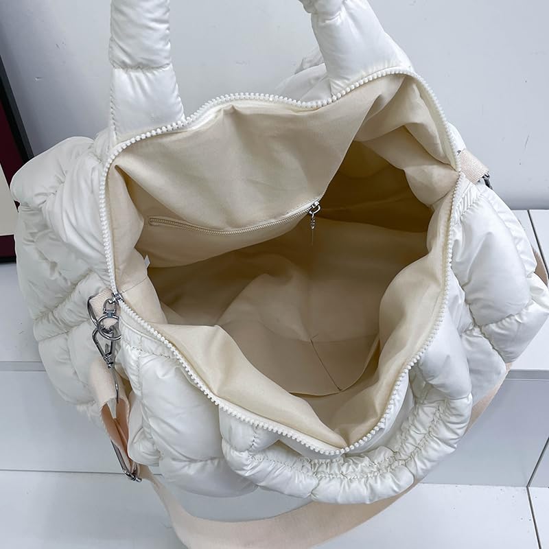 Quilted Puffer Shoulder Bag for Women – Lightweight Puffy Crossbody Tote Purse with Zipper, Handbag for Travel, Daily Use & C3