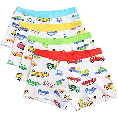 adiasen Cute Cartoon Little Boys' 4 Packs Underwear Boy Hipster Boy Knickers Boy Briefs Boxer Safety Pants (9-12 Years) Cover